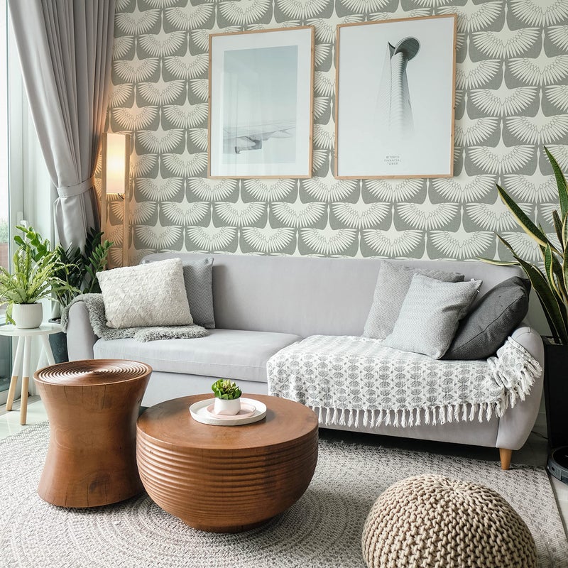 Tempaper x Genevieve Gorder Chalk Feather Flock Removable Peel and Stick Wallpaper, 20.5 in X 16.5 ft, Made in the USA - Image 3